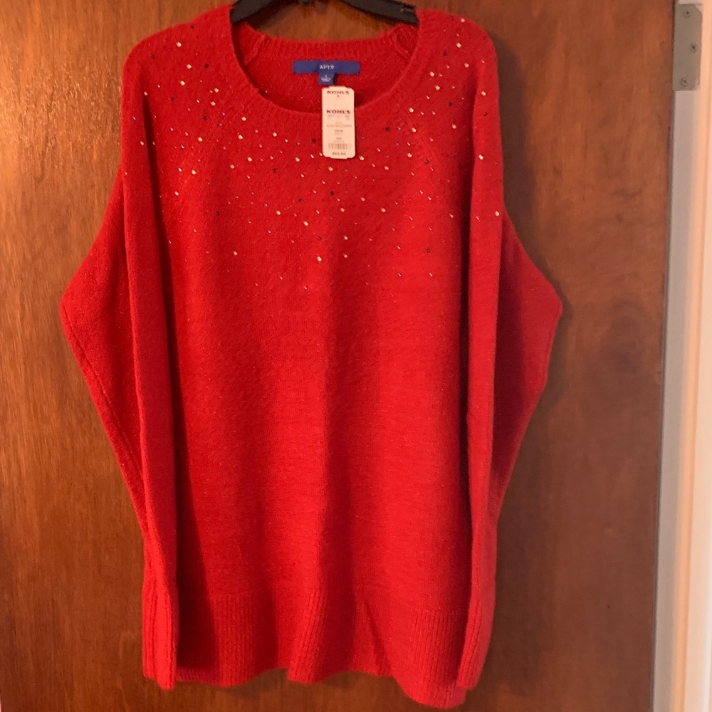 Brand new Apt. 9 Red Sweater with Shimmering Details
